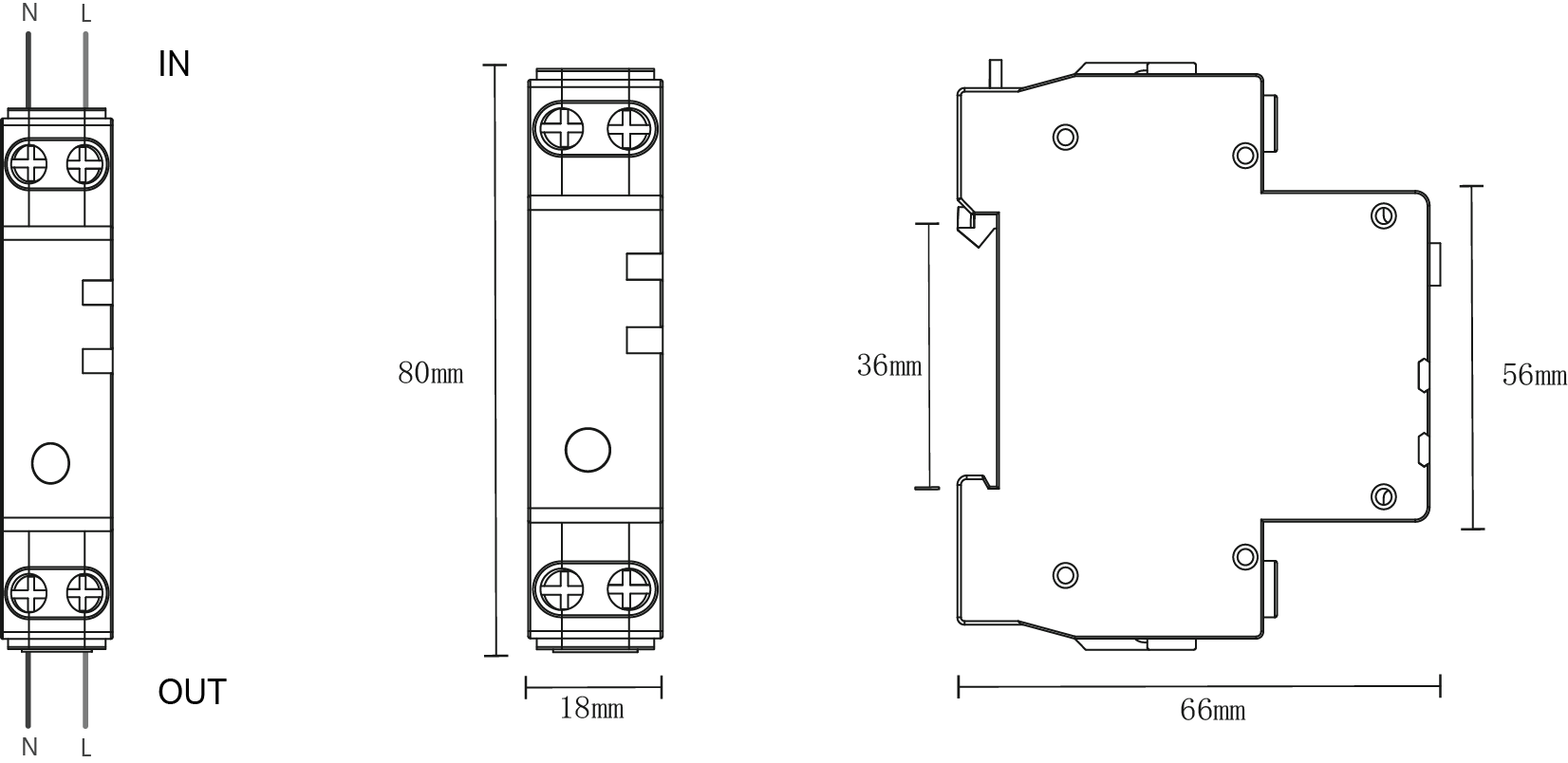 YJQG2 18mm 1P+N self resetting overvoltage and undervoltage protector