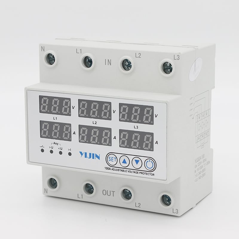 YJQGA-100 3P+N Self resetting Overvoltage and Overcurrent Protector