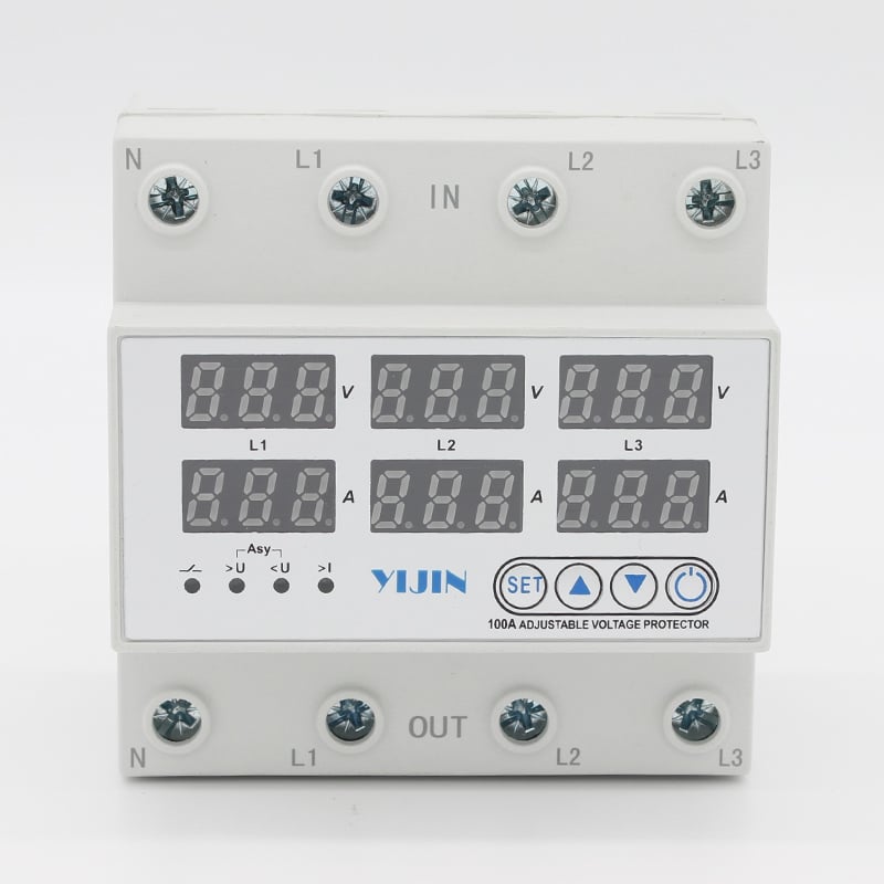 YJQGA-100 3P+N Self resetting Overvoltage and Overcurrent Protector