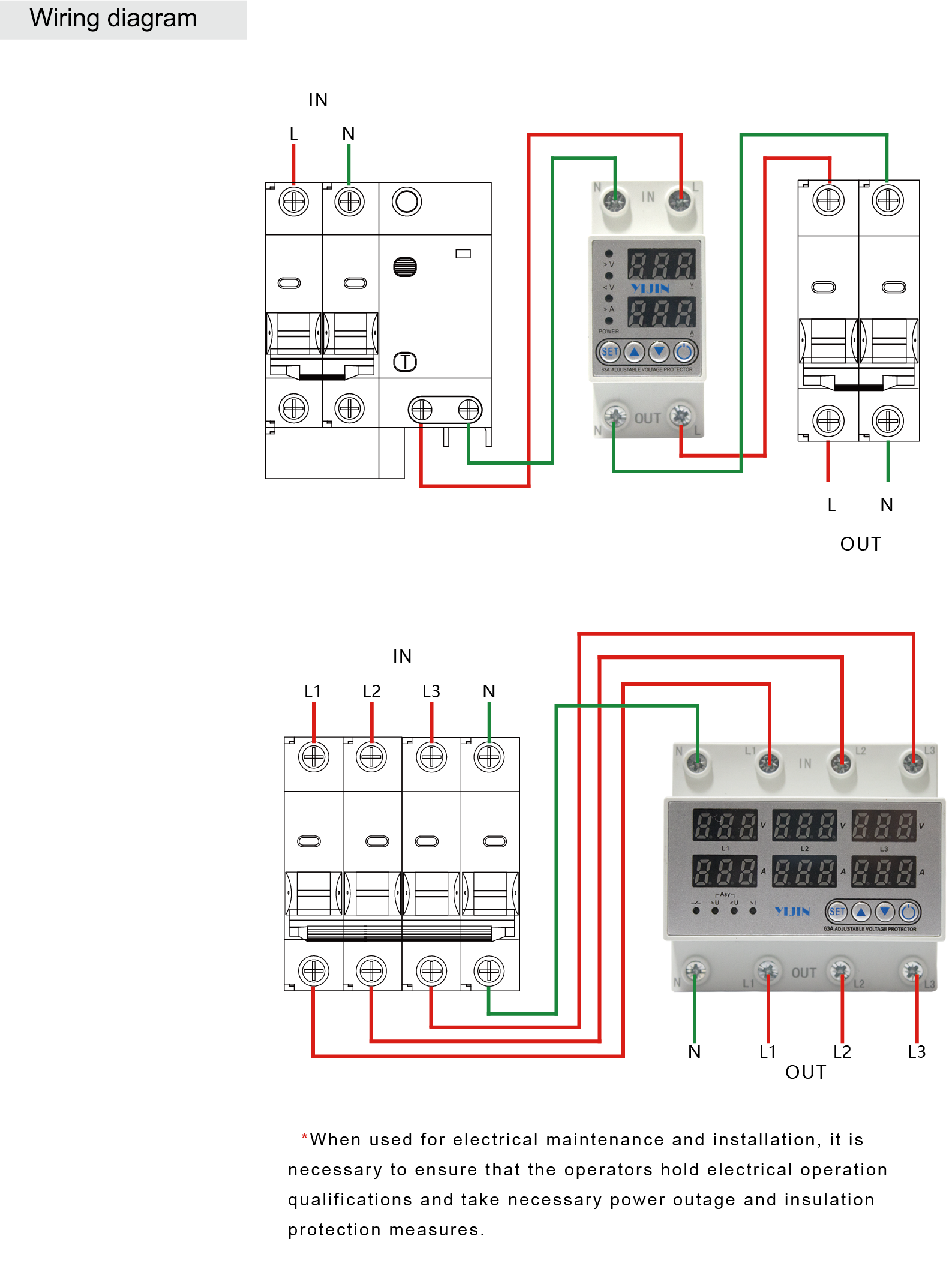 YJQGA-100 1P+N Self resetting Overvoltage and Overcurrent Protector