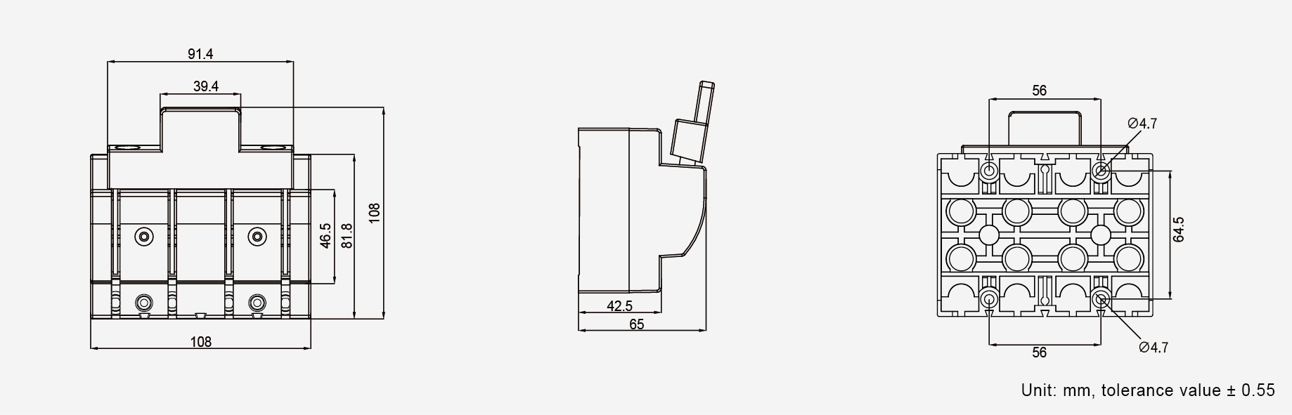 HK18G-125 type wiring nose connection photovoltaic dedicated knife switch