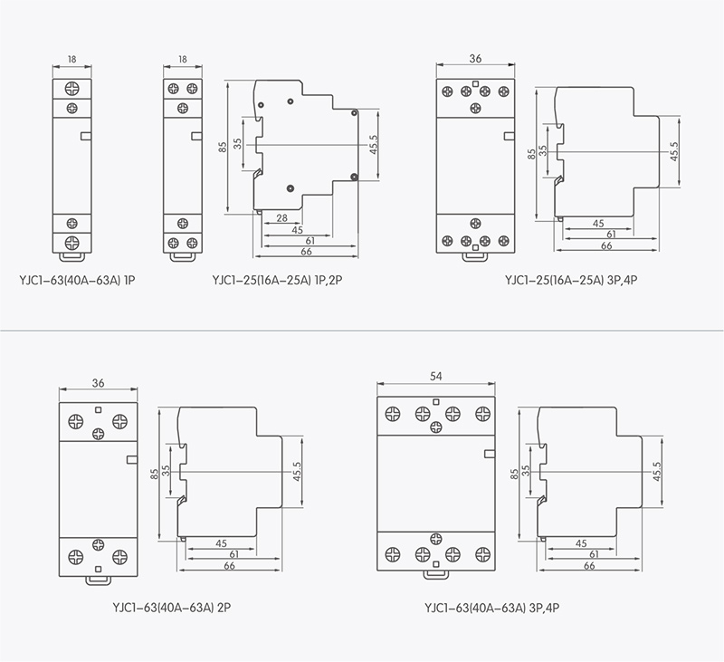 YJC1-63 1P Modular AC Contactor