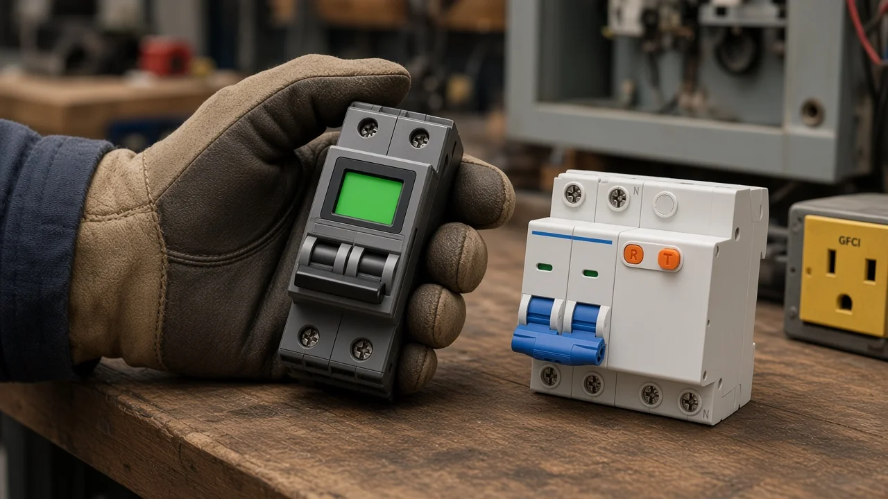 Dual-function and stacked AFCI plus GFCI protection scene
