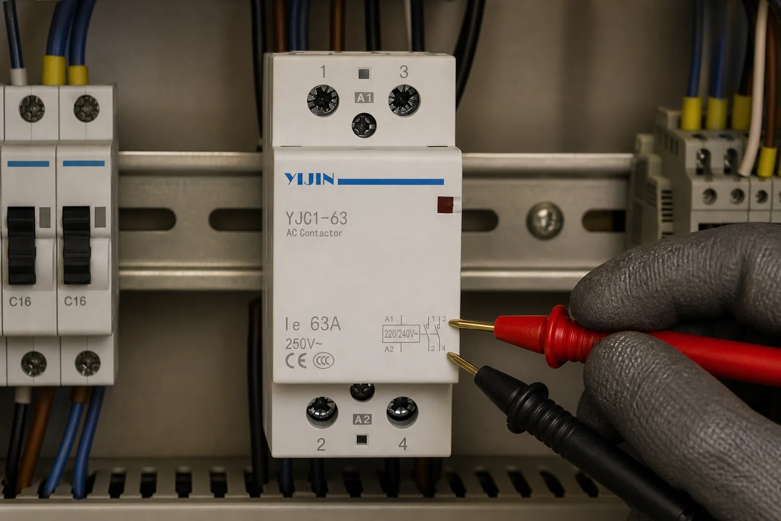 Checking AC Contactor coil and control voltage at coil terminals