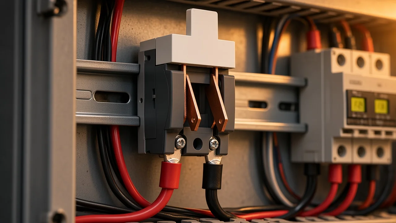 Dual-pole red and black PV conductors on a multi-pole isolator