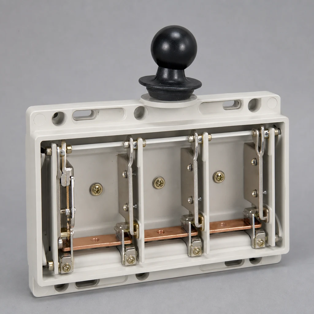 Open-blade view of HD11F knife switch used for visible isolation