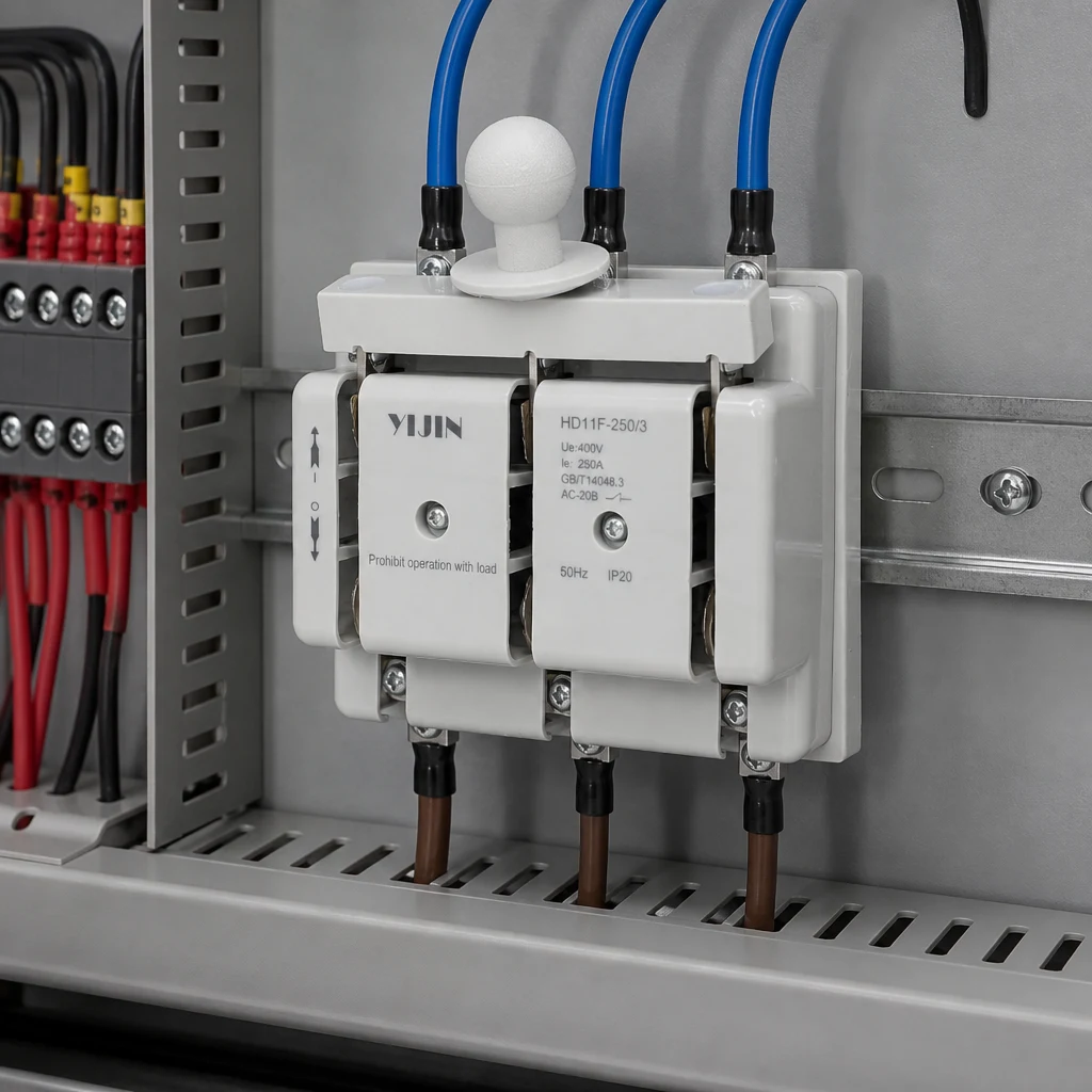Terminal and wiring view of HD11F knife isolator