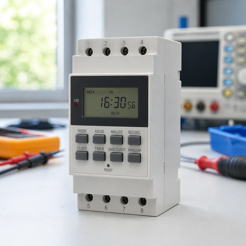 Weekly digital timer module on bench
