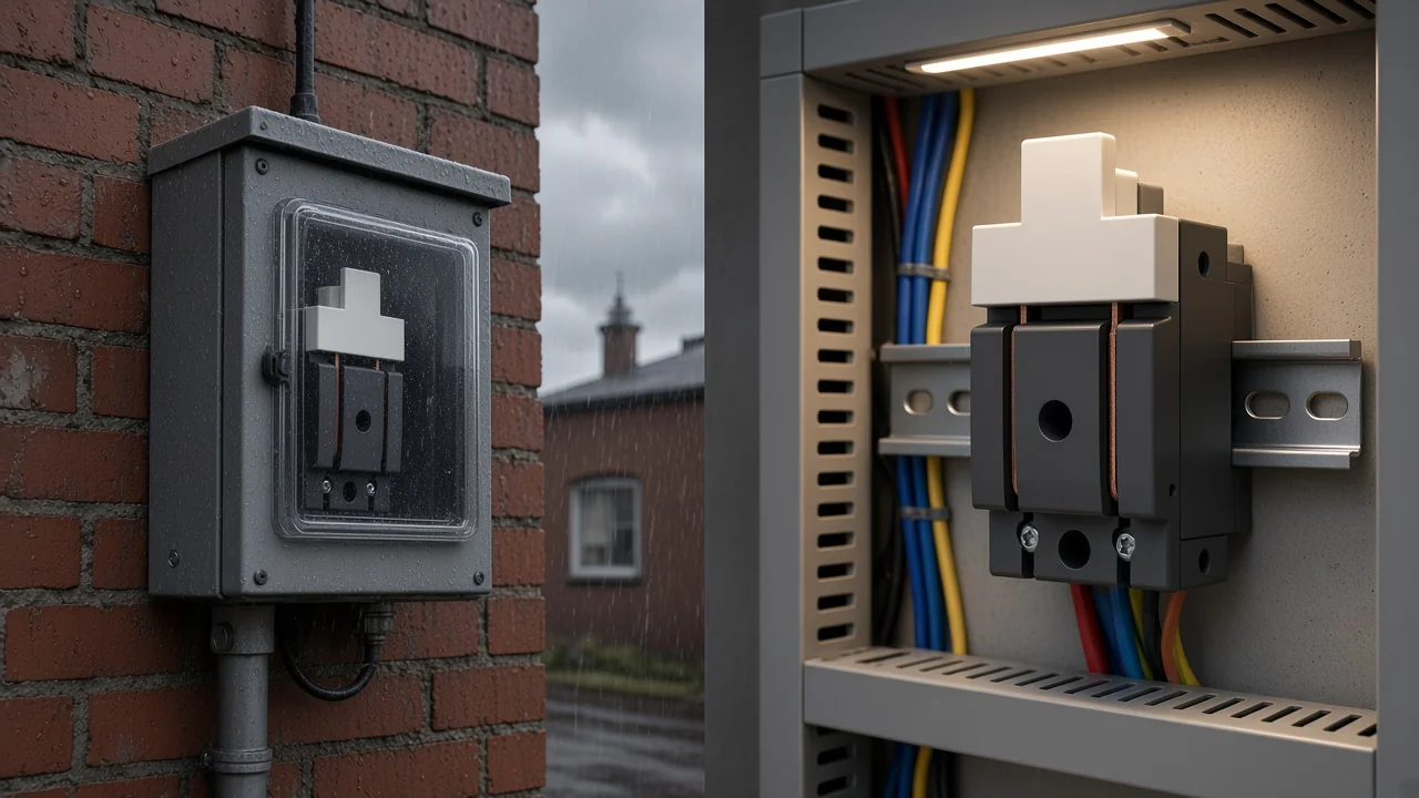 Outdoor weather enclosure versus indoor protected bay for DC isolation hardware
