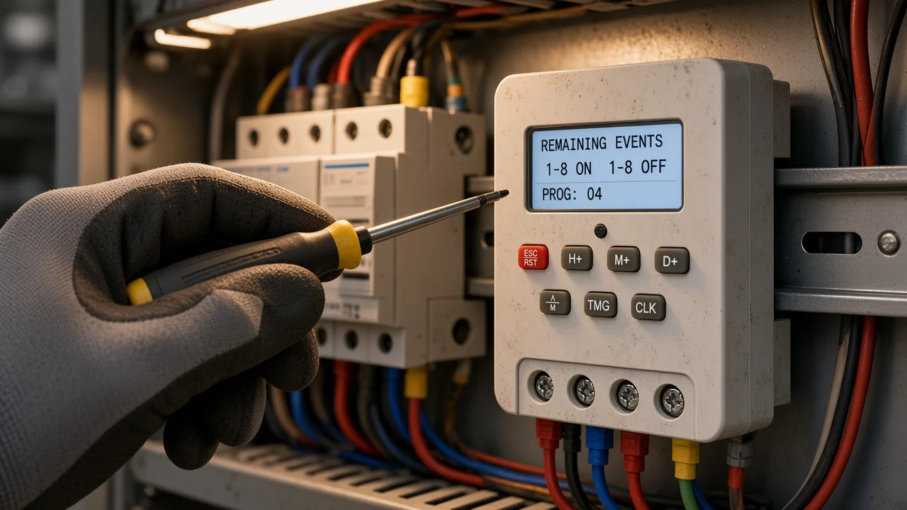 Checking timer program events after lighting wiring