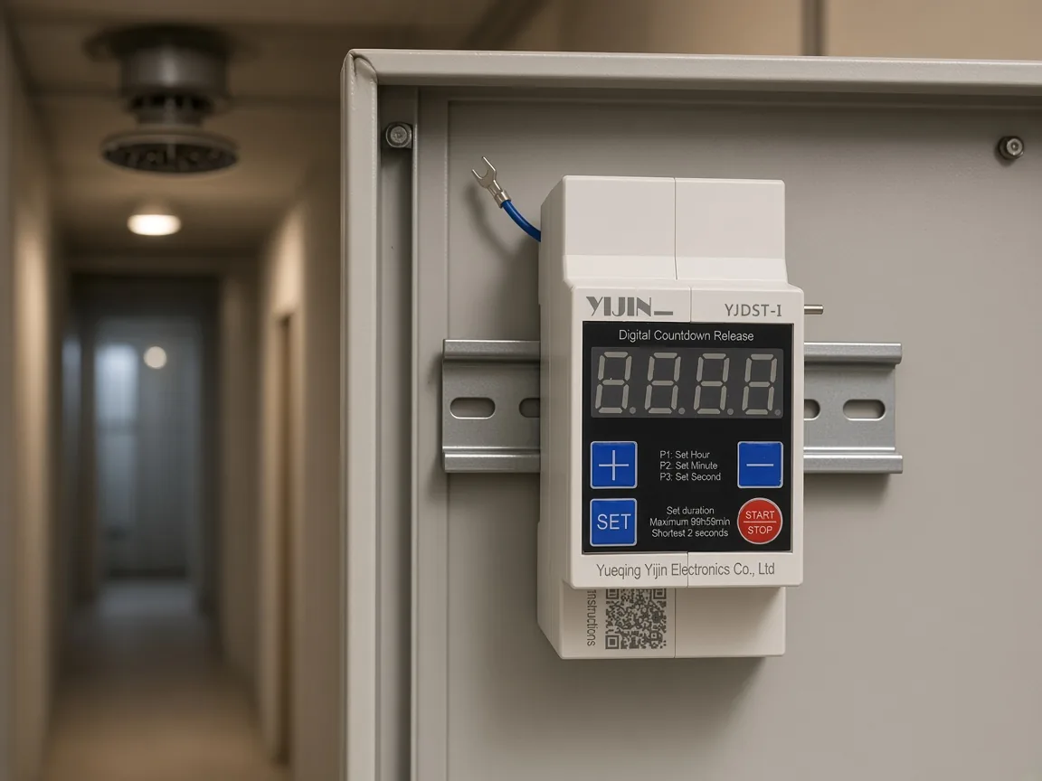 Rail countdown device controlling a hallway exhaust location