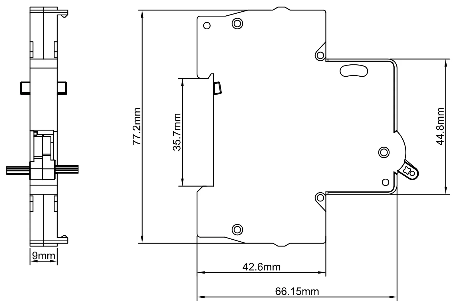 DZ47sZ interlock mechanism - product size