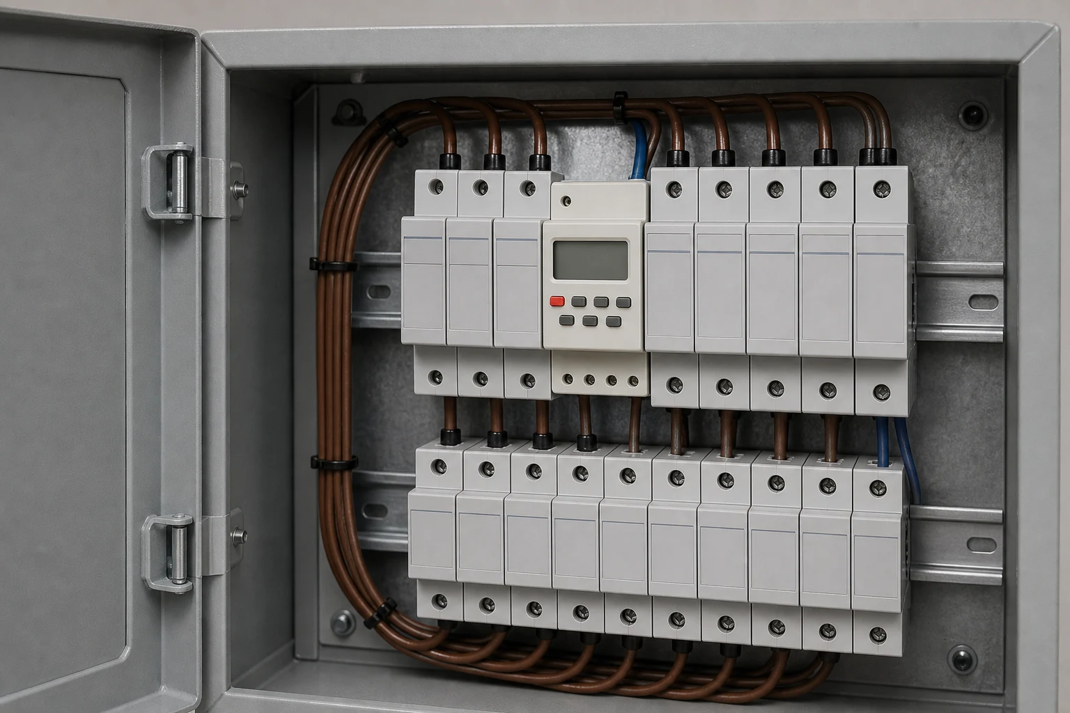 Weekly programmable timer switch in panel cover