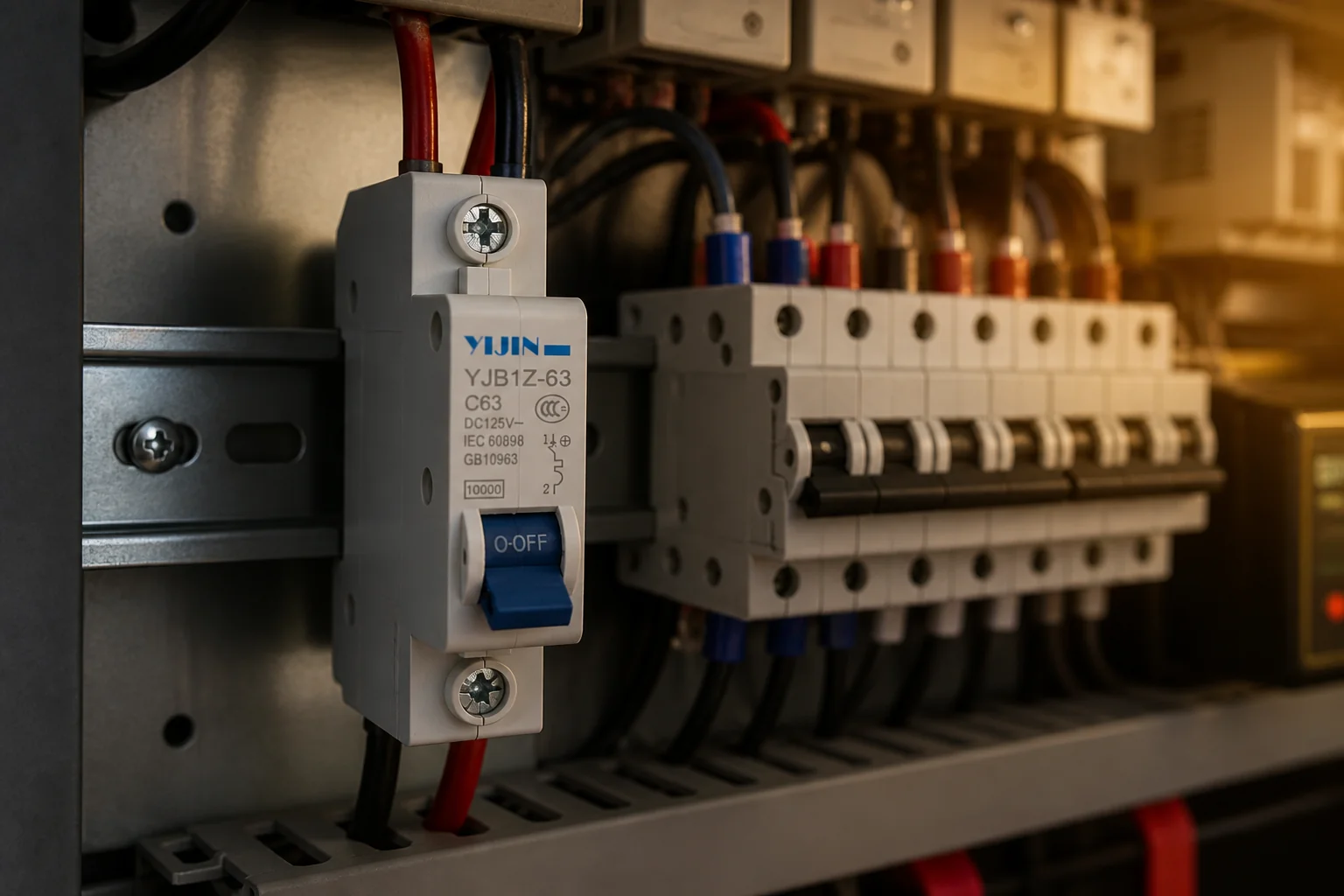 DC MCB topic scene in a distribution panel illustrating AC compatibility myth
