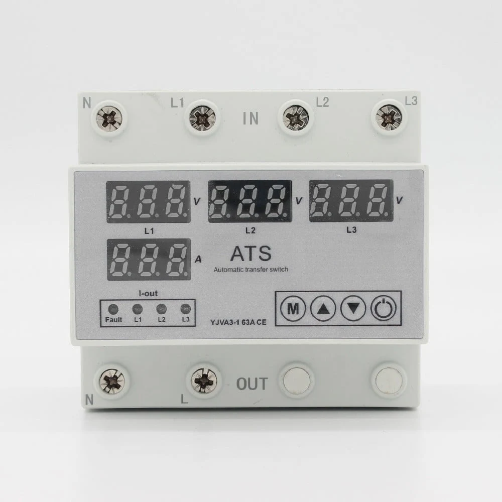 YJVA3-1 automatic phase sequence conversion switch front panel with voltage displays