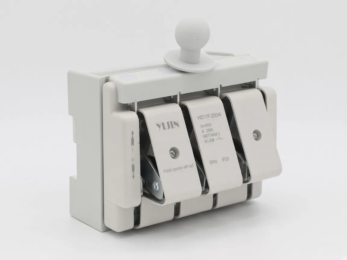 Open isolator handle raised with contacts sitting open
