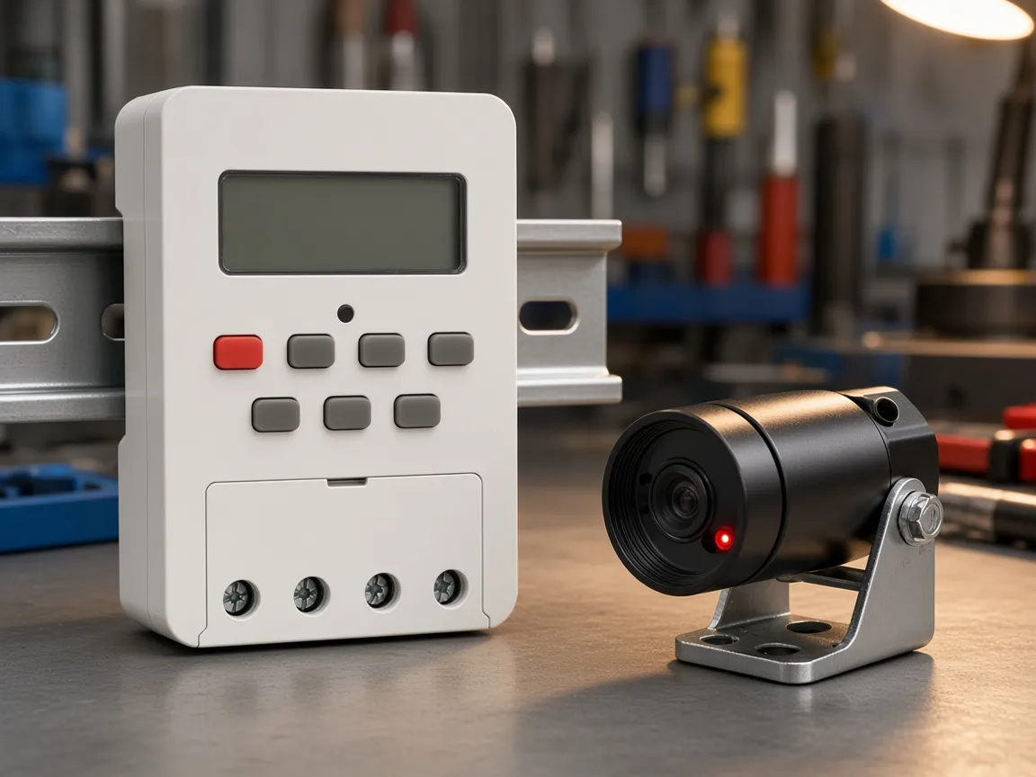 Rail timer beside an object sensor