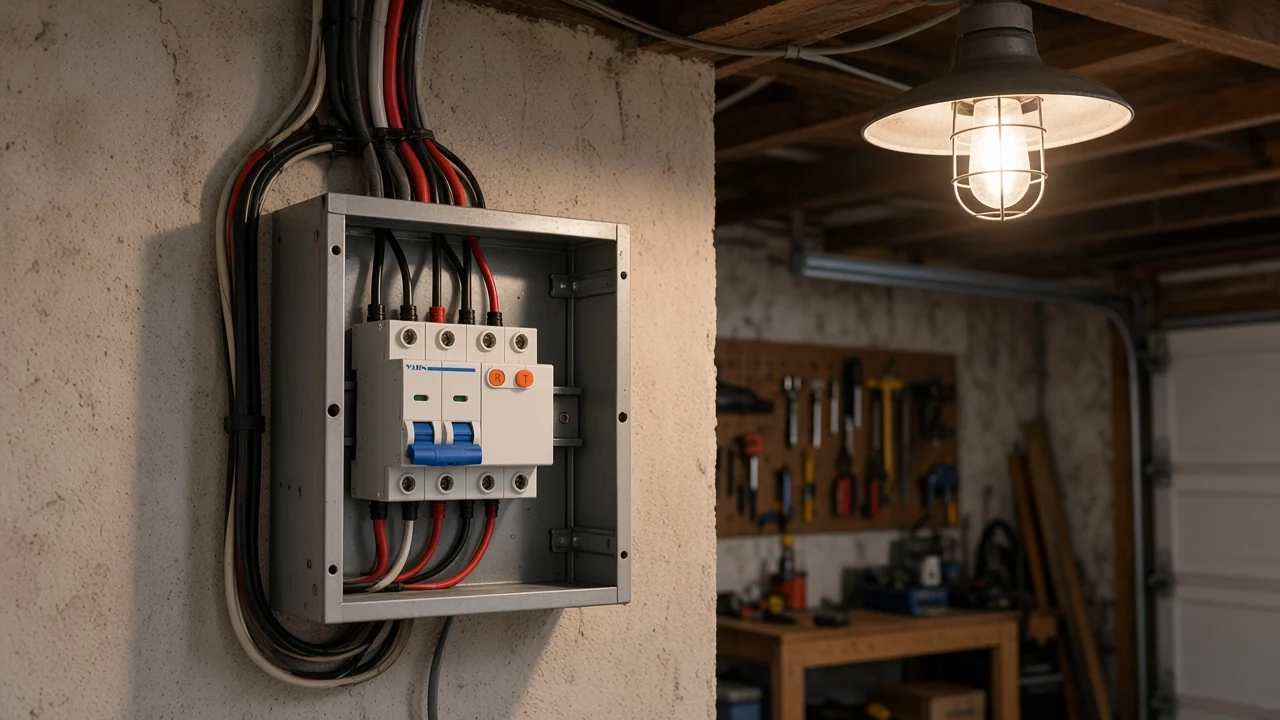 Bathroom and garage lighting kept on a separate lighting homerun from interior rooms