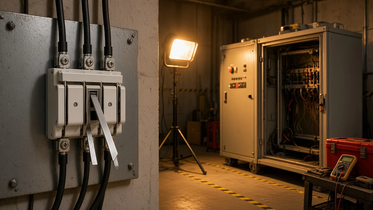 Open isolator separating supply energy from the work area