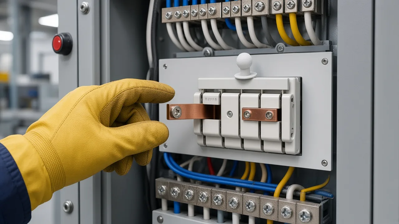 Technician confirming a verified open isolator path before service