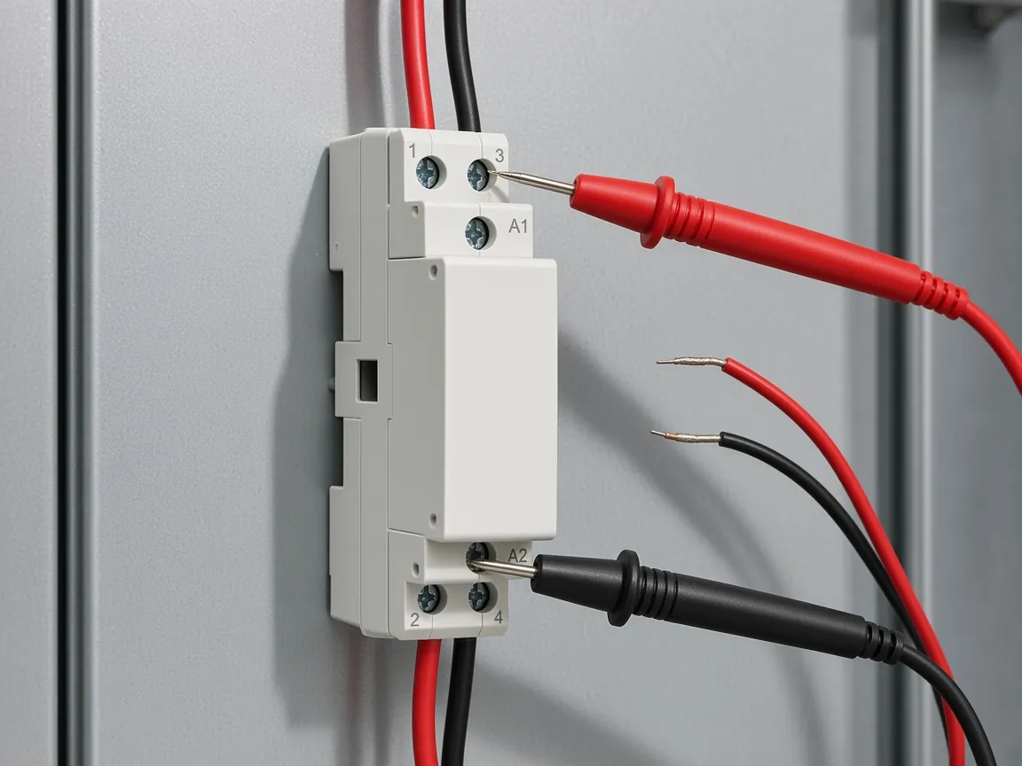 Coil leads disconnected beside a modular contactor while a meter is in use