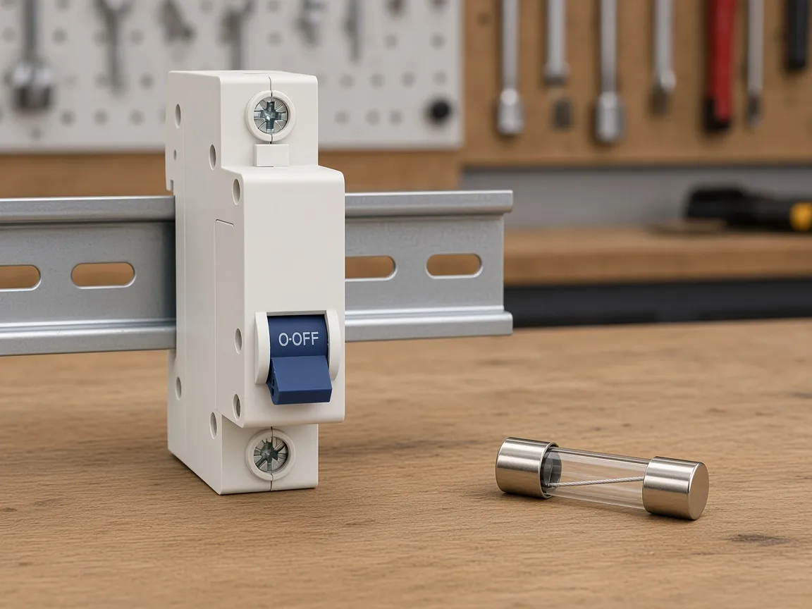 DC breaker beside a cartridge fuse