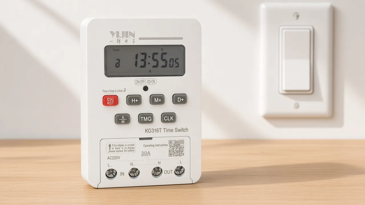 Choose a programmable in-wall timer switch for lights or a DIN-rail weekly timer