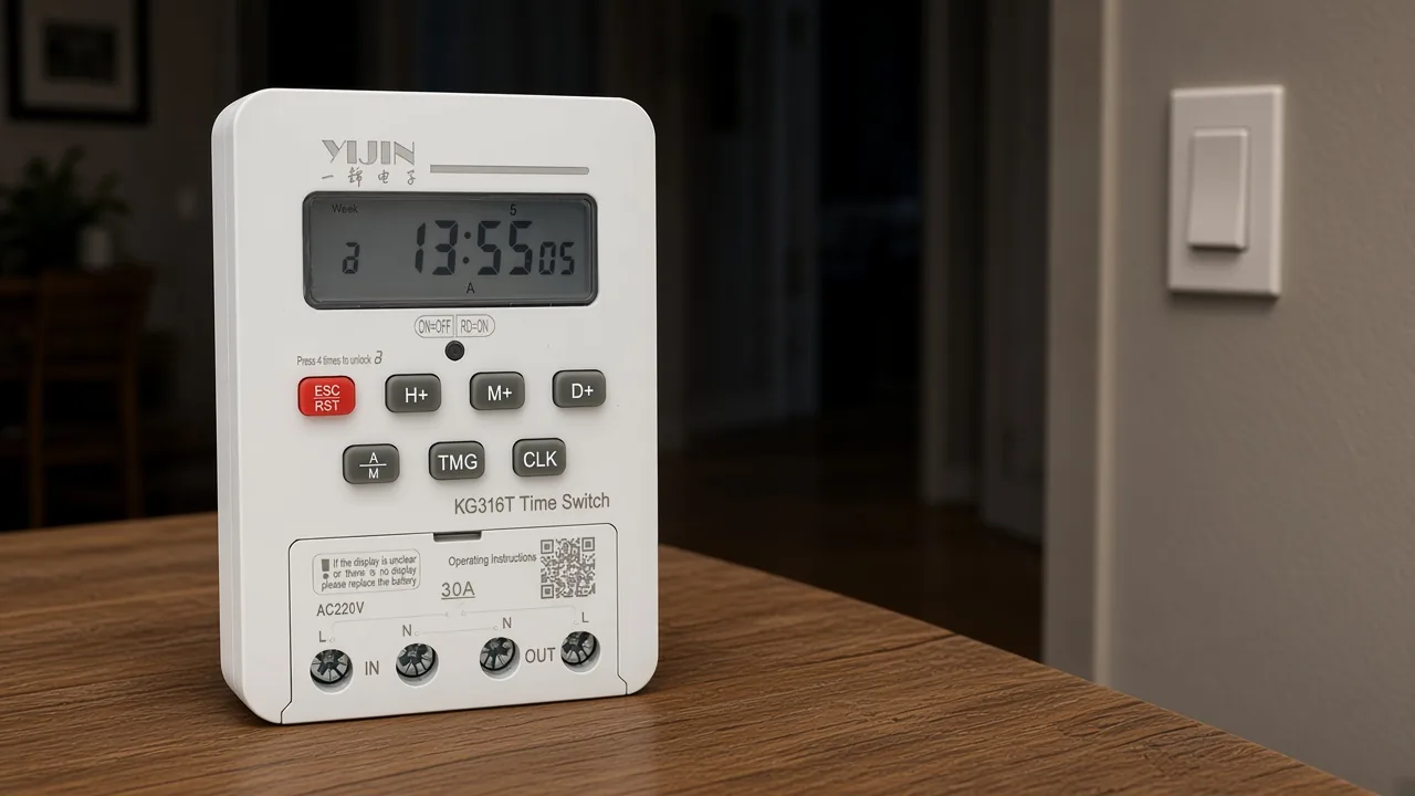 KG316T panel timer beside a residential light switch