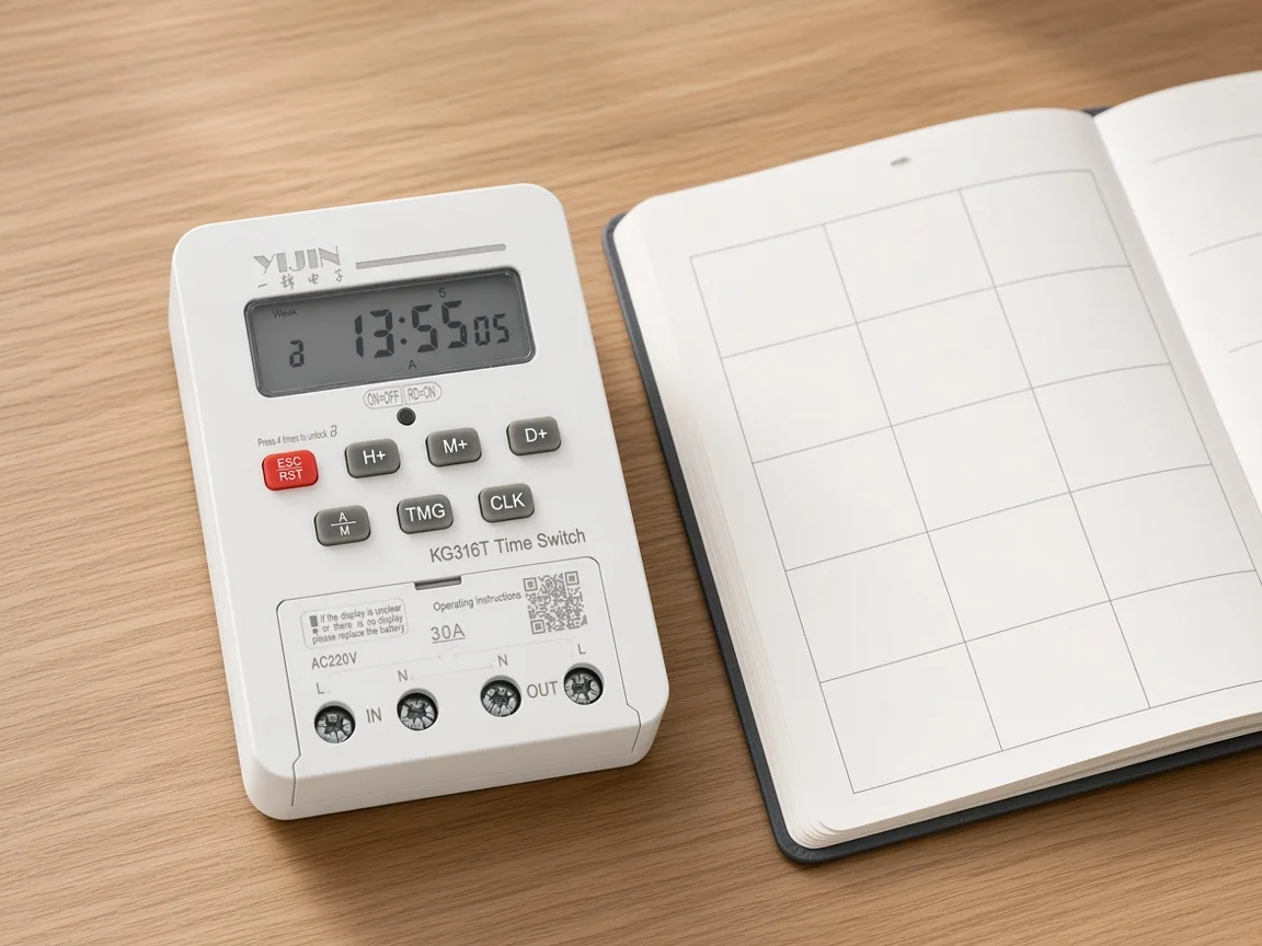 KG316T beside a blank weekly planner