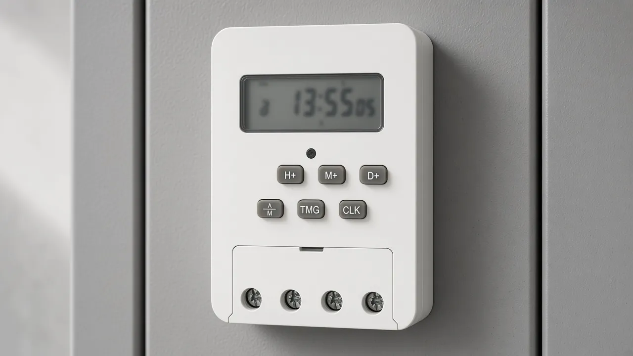 Close view of a rail time switch display