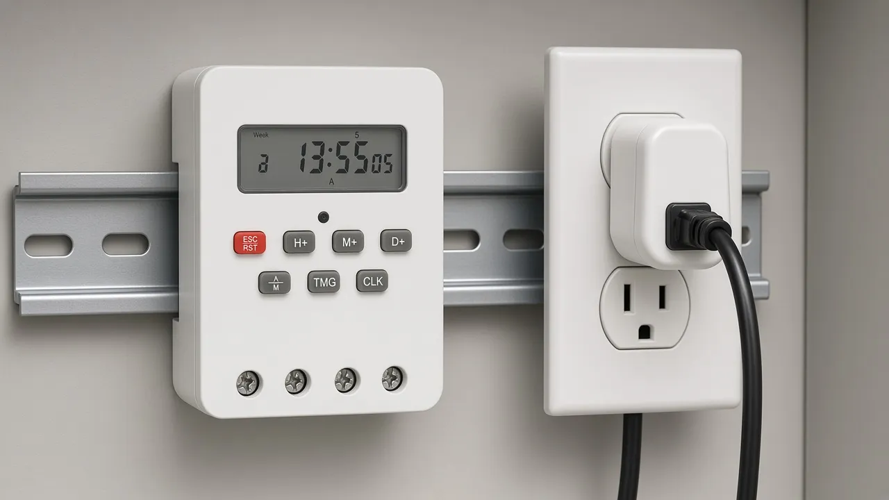 Featured contrast of a receptacle timer and a rail timer