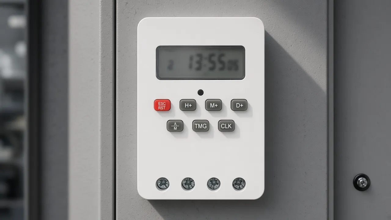 Close view of a rail time switch