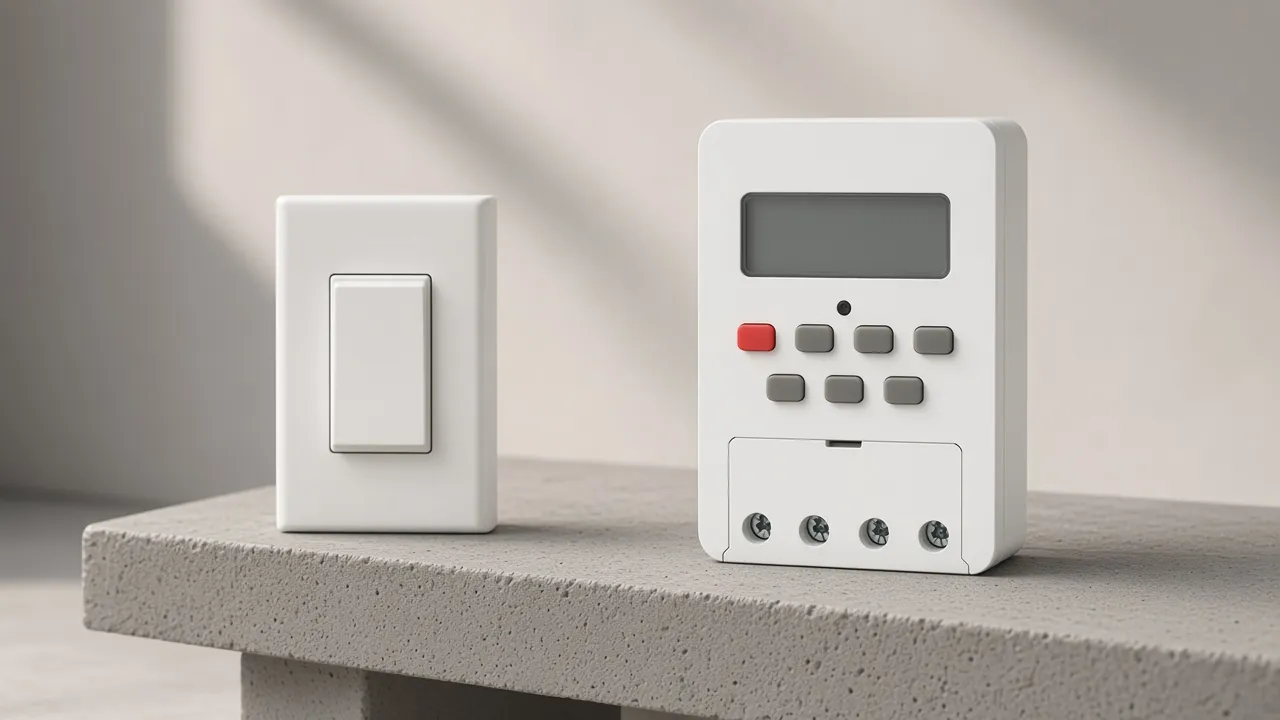 Wall switch beside a rail time switch